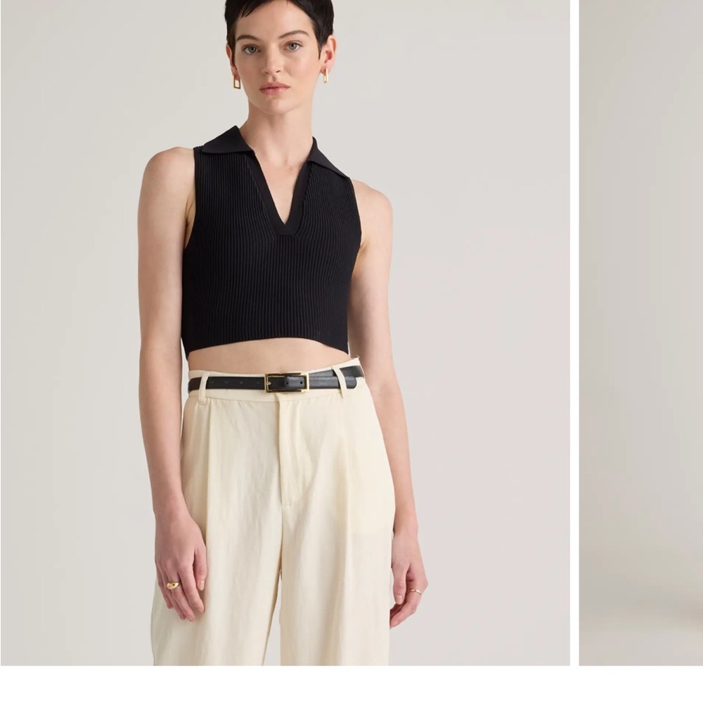 Aritiza Babaton Black Ribbed Crop Top